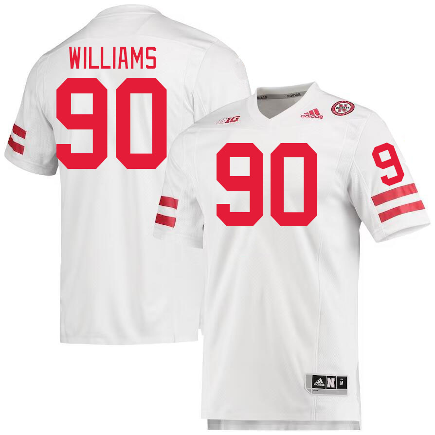 Men #90 James Williams Nebraska Cornhuskers College Football Jerseys Stitched Sale-White - Click Image to Close